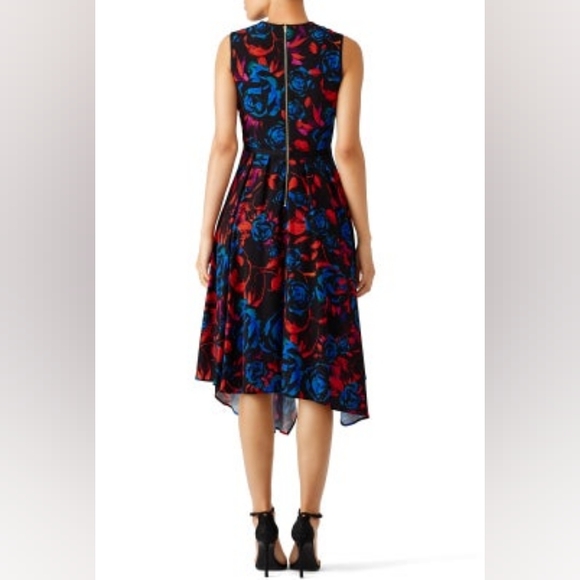 Hunter Bell Asymmetrical  Handkerchief Hem Floral Midi Dress - Picture 3 of 15